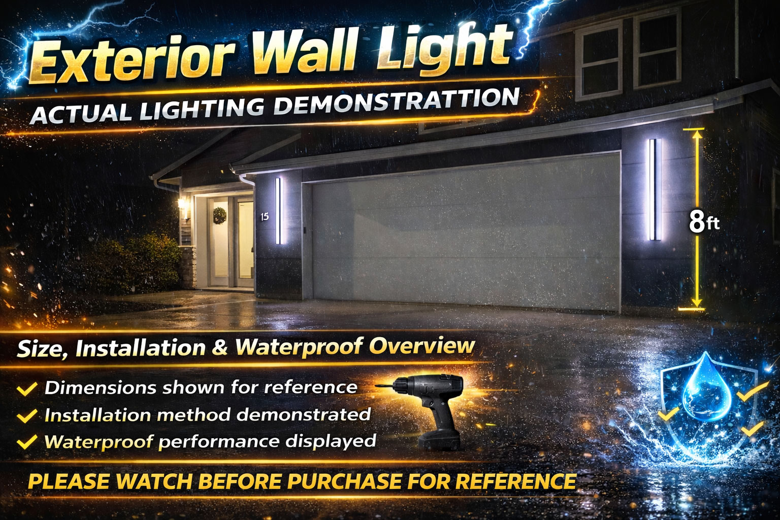 NIUZDU Porch Wall Lights - 2pack 31.5inch Long Strip Modern